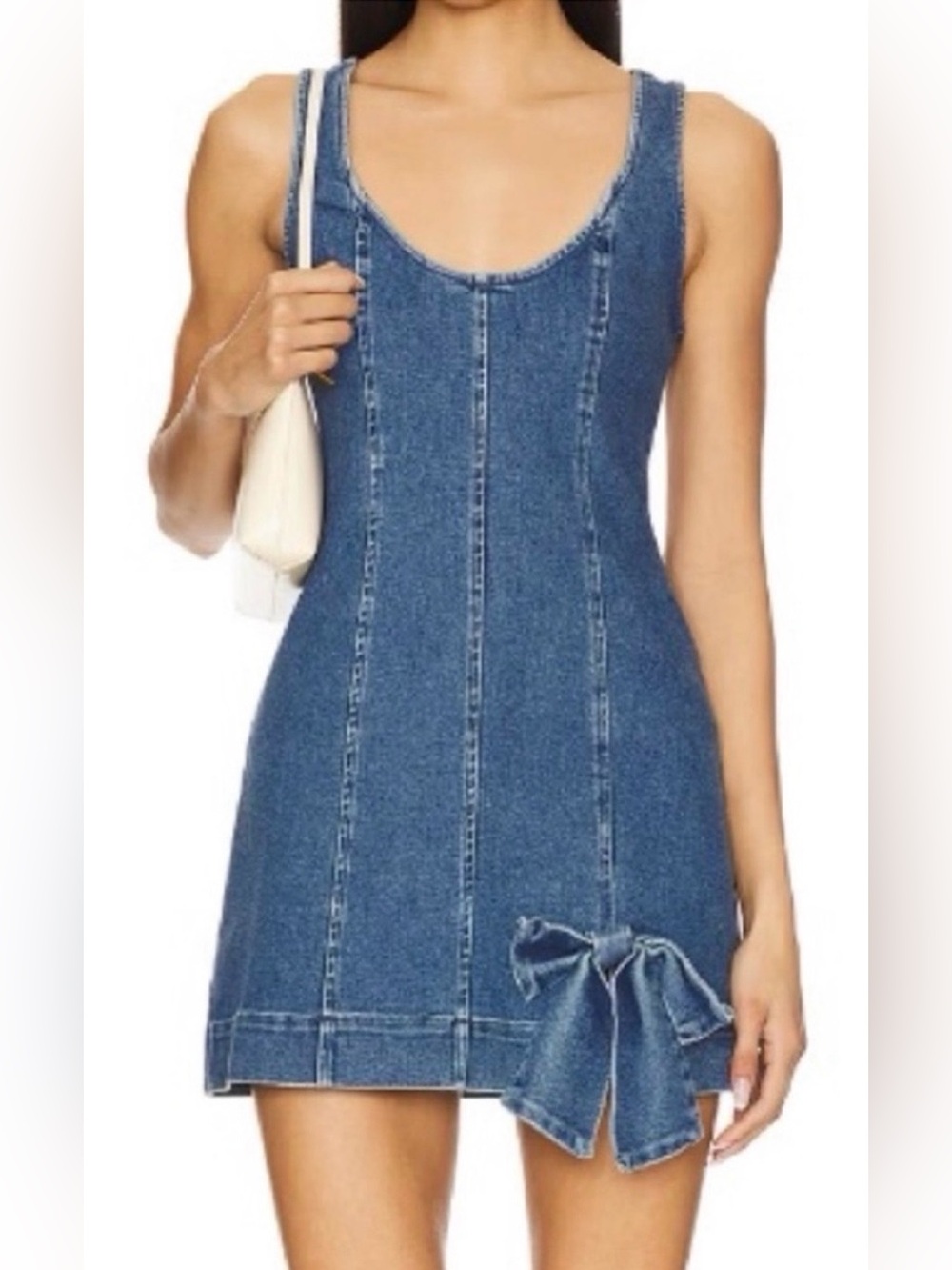 Show Me Your MuMu Bridgeport Denim Bow Tank Dress - Picture 6 of 7